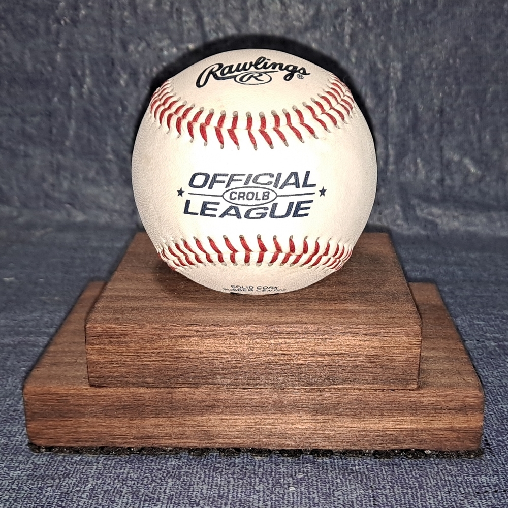 Display Stand for Souvenir Baseball Wood Low Profile 2 Tier "Ball Not Included"